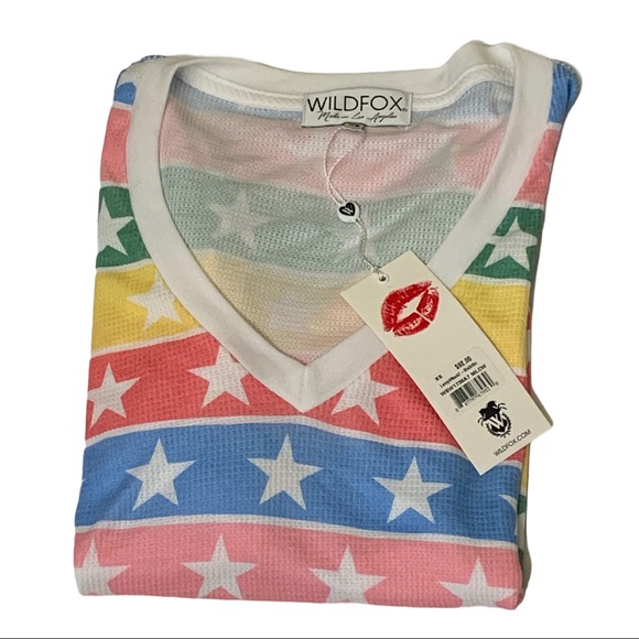 Wildfox Pullover 3/4Sleeve Stars MultiColor V-Neck - Picture 13 of 13